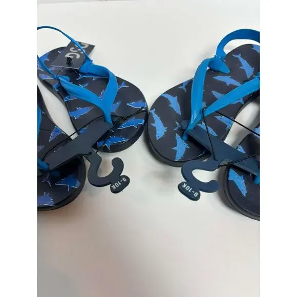 Kids Shark Flip Flops Size 9K/10K Blue Gray Summer Sandals Beach Shoes LOT OF 2 - Picture 3 of 5